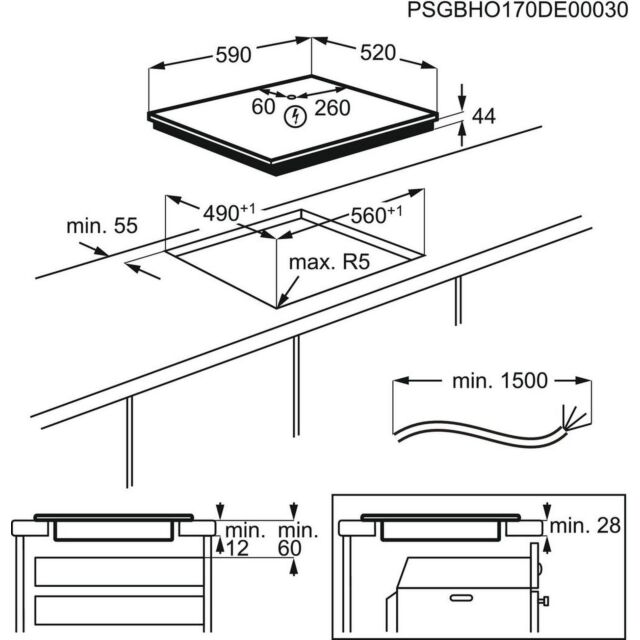 Aeg ILB64334CB 3000 Induction Hob - Hob2hood - Plug & Play - H4.4 W59 D52