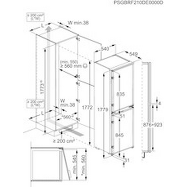 Aeg NSC6L185ES Built In 50/50 Low Frost Fridge Freezer - Sliding Hinge - E Energy Rated 