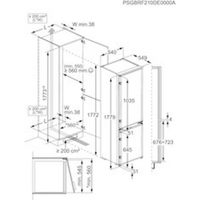 Aeg NSC6L18ZES Built In 70/30 Low Frost Fridge Freezer - Sliding Hinge - E Energy Rated