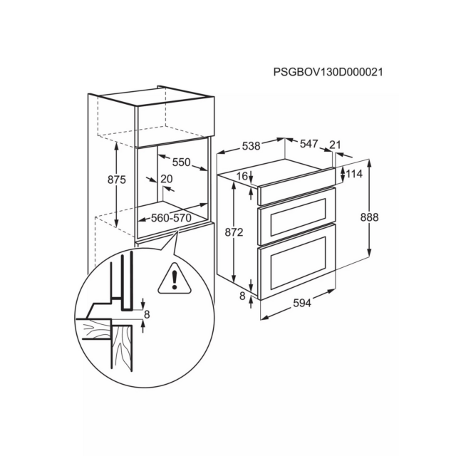 Aeg OU5NP20B Double Built In Oven - H88.8 W59.4 D56.8