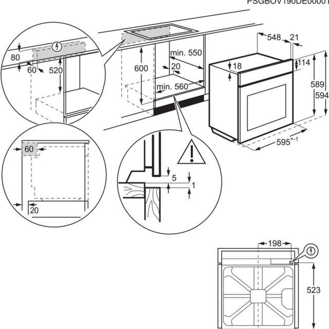 Aeg OU5PB40XK Built In Electric Single Oven - Pyrolytic - H59.4 W59.6 D56.9