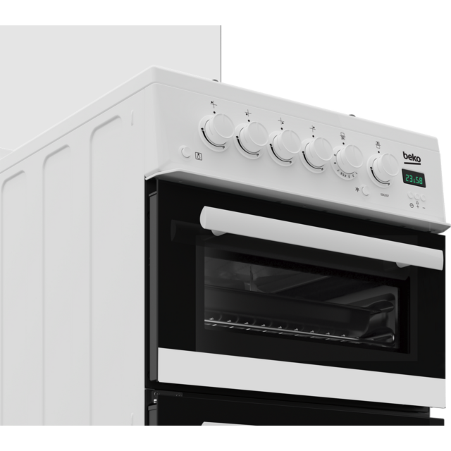 Beko EDG507W 50Cm Twin Cavity Gas Cooker - Lid - 54L Oven