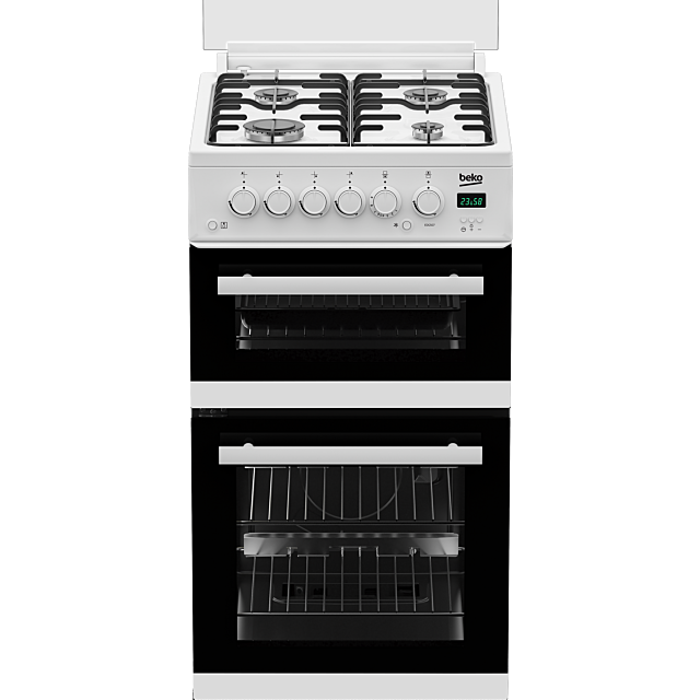 Beko EDG507W 50Cm Twin Cavity Gas Cooker - Lid - 54L Oven