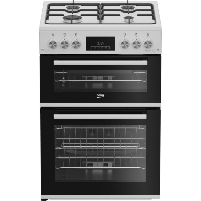 Beko EDG6231W 60Cm Double Oven Gas Cooker - No Lid - Top 32L Main 72L