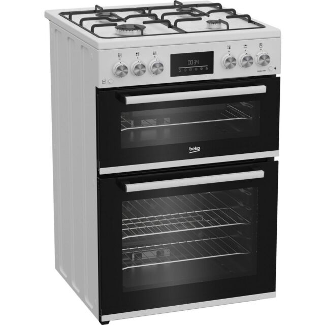 Beko EDG6231W 60Cm Double Oven Gas Cooker - No Lid - Top 32L Main 72L