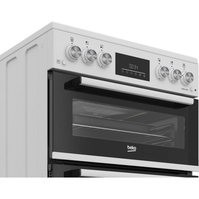 Beko EDG6231W 60Cm Double Oven Gas Cooker - No Lid - Top 32L Main 72L