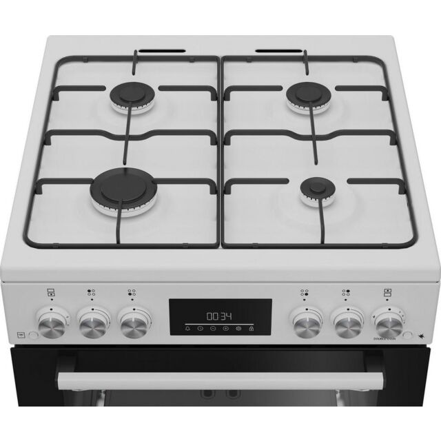 Beko EDG6231W 60Cm Double Oven Gas Cooker - No Lid - Top 32L Main 72L