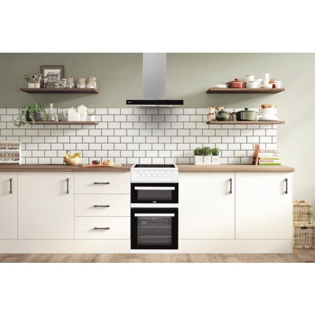 Beko EDVC503W 50Cm White Ceramic Hob Double Oven