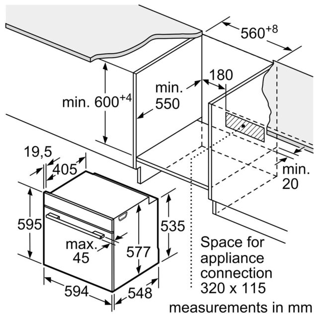 Bosch HBG7341B1B Series 8 A+ Catalytic Liners H59.5 X W59.4 X D54.8
