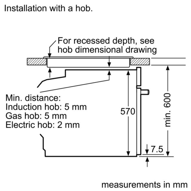 Bosch HQA534BS3B Series 4 Built In Electric Single Oven - Added Steam - Catalytic - H59.5 W59.4 D54.