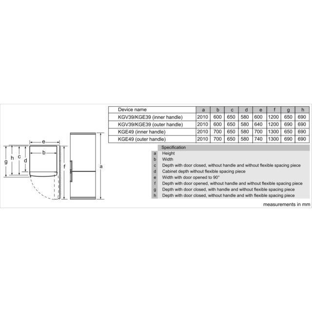 Bosch KGE49AICAG Series 6 Vitafresh Fridge Freezer 70/30 Frost Free - C Energy Rated - H201 W70 D65