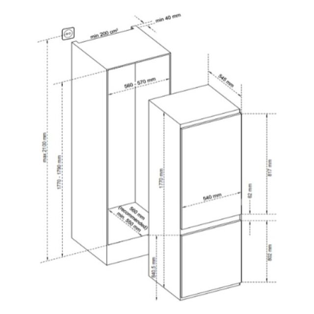 Cata FFBIFF5050E Built In 50/50 Frost Free Fridge Freezer - Sliding Hinge - E Energy Rated - 