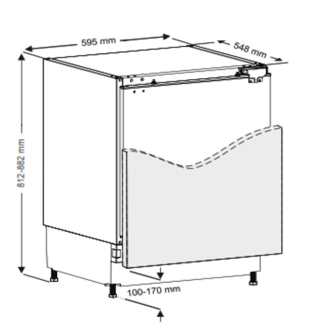 Cata FZBU60E Built Under Static Freezer - 93L - E Energy Rated - H81.5 W59.5 D54.8