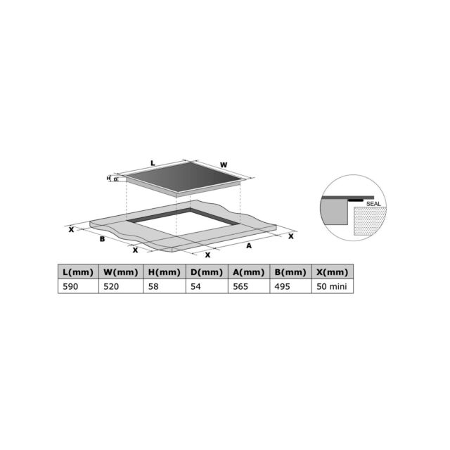Cata ICONFLEX60F Flex Induction Hob - Hardwired - H5.8 W59 D52