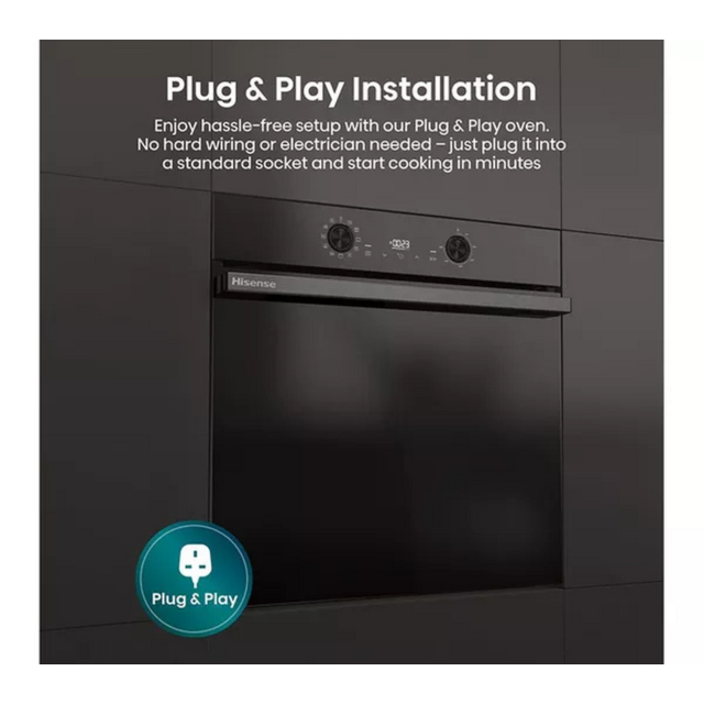 Hisense BI622ABPGUK Built In Electric Single Steam, Plug & Play Oven - H59.5 W59.5 D56.4
