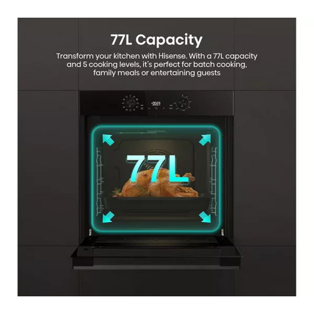 Hisense BI622ABPGUK Built In Electric Single Steam, Plug & Play Oven - H59.5 W59.5 D56.4