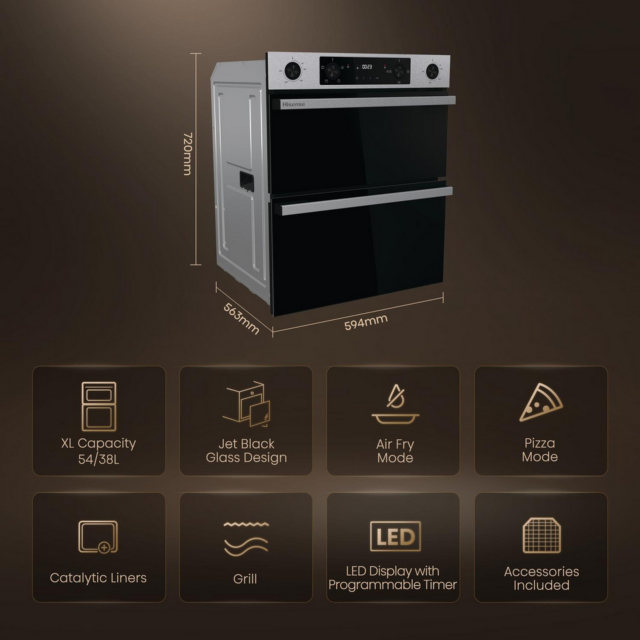 Hisense BUD714221CX 594Cm Built Under Electric Double Oven - H72 W59.4 D58