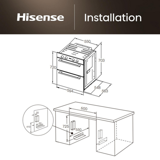 Hisense BUD714221CX 594Cm Built Under Electric Double Oven - H72 W59.4 D58