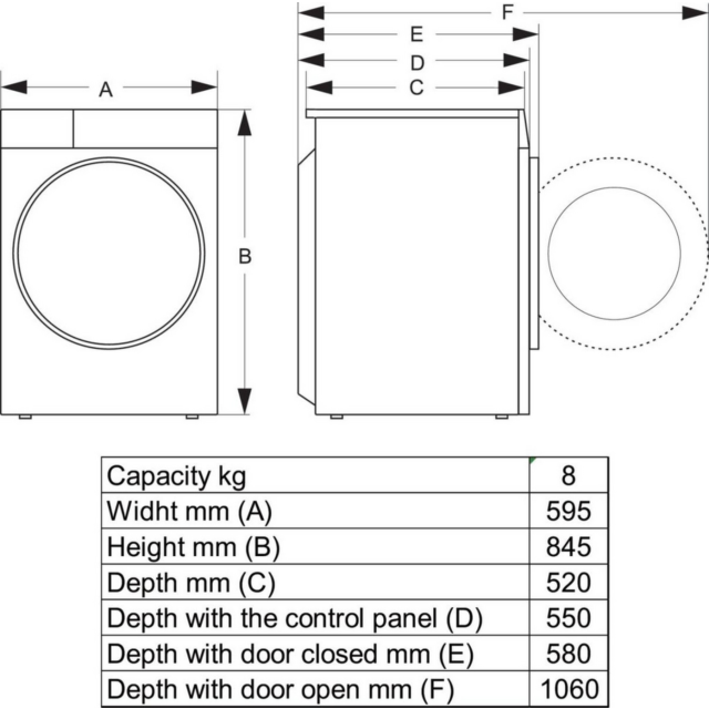 Hisense Dh3s802bw3 3S Series Wifi-Enabled 8Kg Heat Pump Tumble Dryer - White