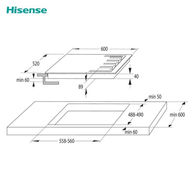 Hisense GM642XHS 4 Burner Gas Hob - H8.9 W60 D52