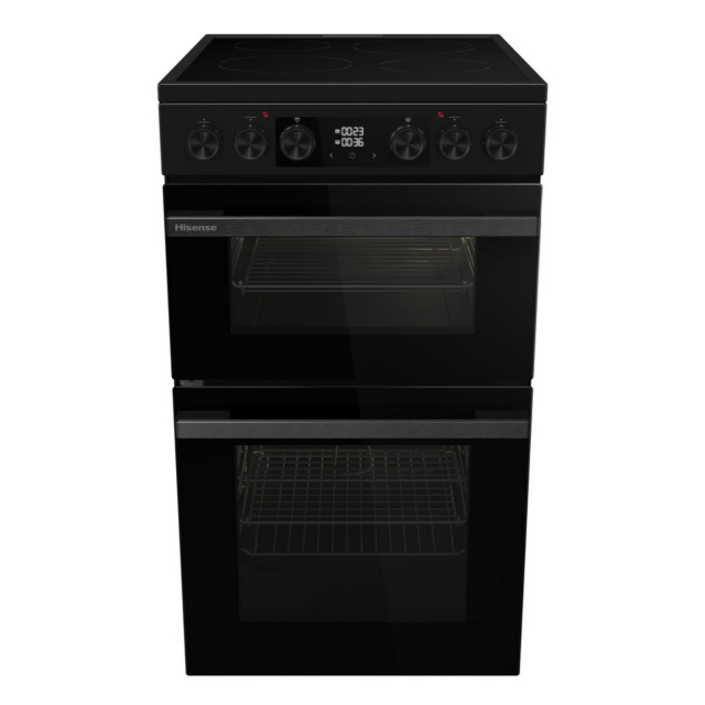 Hisense HDCEC5C10B 50Cm Double Oven Electric Cooker With Ceramic Hob 