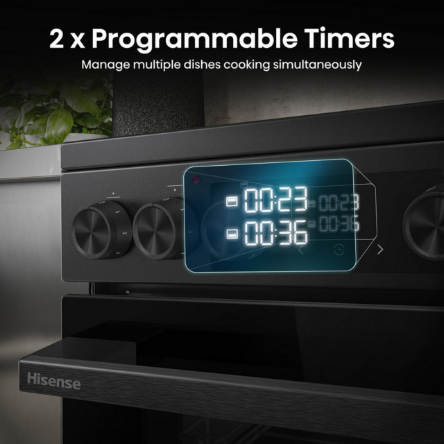 Hisense HDCEC5C10B 50Cm Double Oven Electric Cooker With Ceramic Hob 