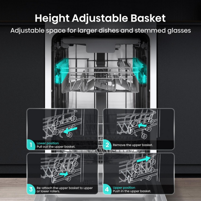 Hisense HS523E15WUK Slimline Dishwasher - 10 Place Settings - Top Rack - E Energy Rated 