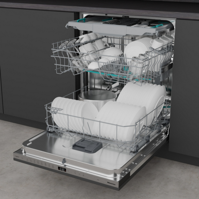 Hisense HV663A60UK Full-Size Integrated Dishwasher - 16 Place Settings - Top Rack - A Energy Rated