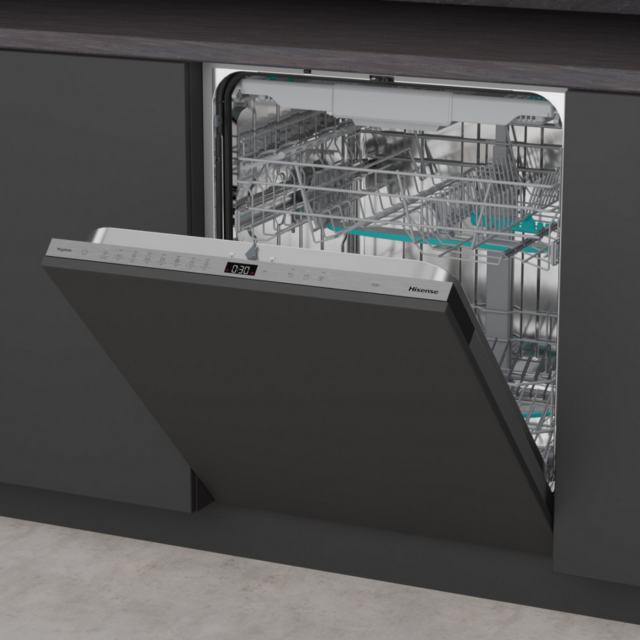 Hisense HV663A60UK Full-Size Integrated Dishwasher - 16 Place Settings - Top Rack - A Energy Rated