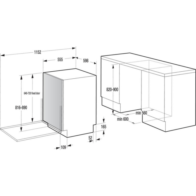Hisense HV663A60UK Full-Size Integrated Dishwasher - 16 Place Settings - Top Rack - A Energy Rated