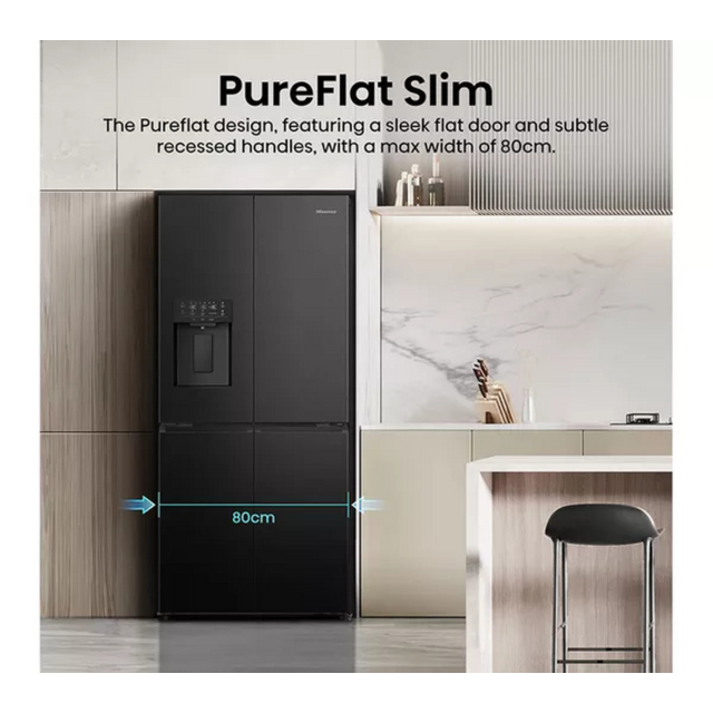 Hisense RQ5P470SYFD Total No Frost American Fridge Freezer - Water Dispenser - D Energy Rated - 