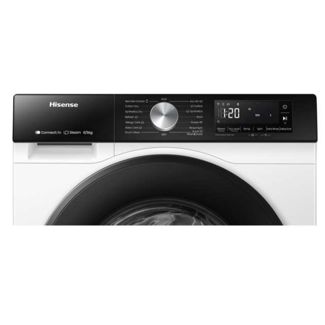 Hisense WD3S8043BW3 8Kg/5Kg 1400 Spin Washer Dryer - D Energy Rated - H84.5 W59.5 D51