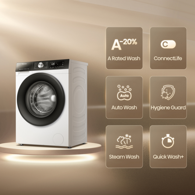 Hisense WF3S1243BW3 12Kg 1400 Spin Washing Machine - A Energy Rated - H84.5 W59.5 D64