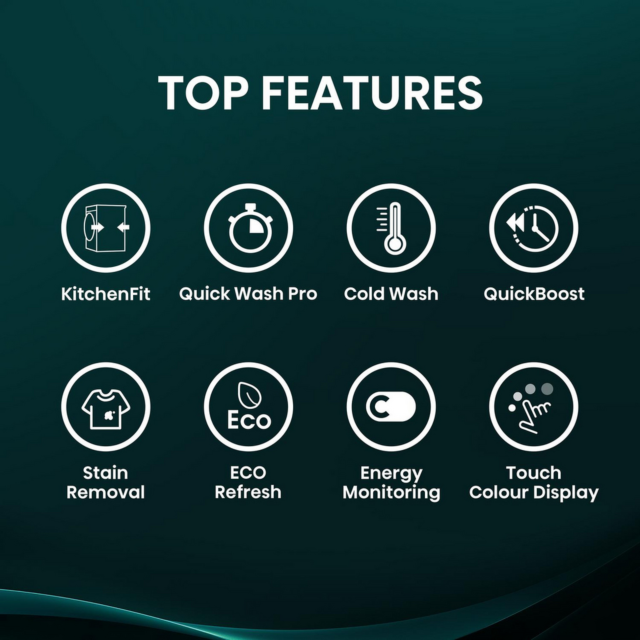Hisense WF5I9043BWFS 9Kg 1400 Spin Washing Machine - A Energy Rated - H85 W60 D47