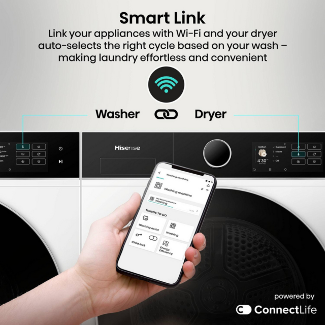 Hisense WF5I9043BWFS 9Kg 1400 Spin Washing Machine - A Energy Rated - H85 W60 D47