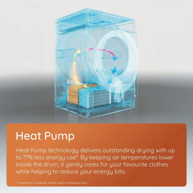 Hotpoint CHD93MWWSUK 9Kg Heat Pump Tumble Dryer With Pet Hair Care - H84.6 W59.8 D60.7