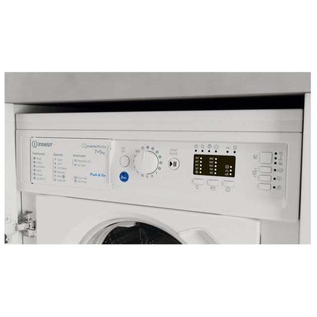 Indesit BIWDIL75148UK 7Kg/5Kg 1400 Spin Integrated Washer Dryer - D/E Energy Rated - H81.5 W59.5 D54