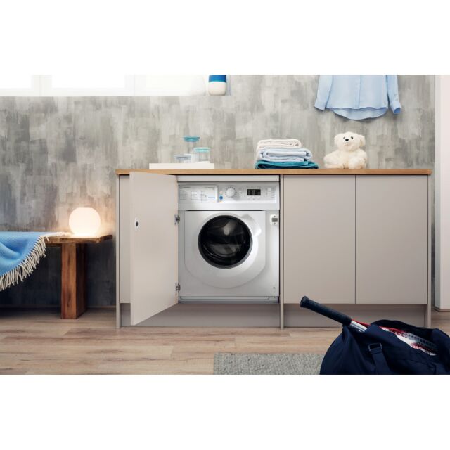Indesit BIWMIL71252UKN 7Kg 1200 Spin Intergrated Washing Machine - E Energy Rated - H81.5 W59.5 D54.