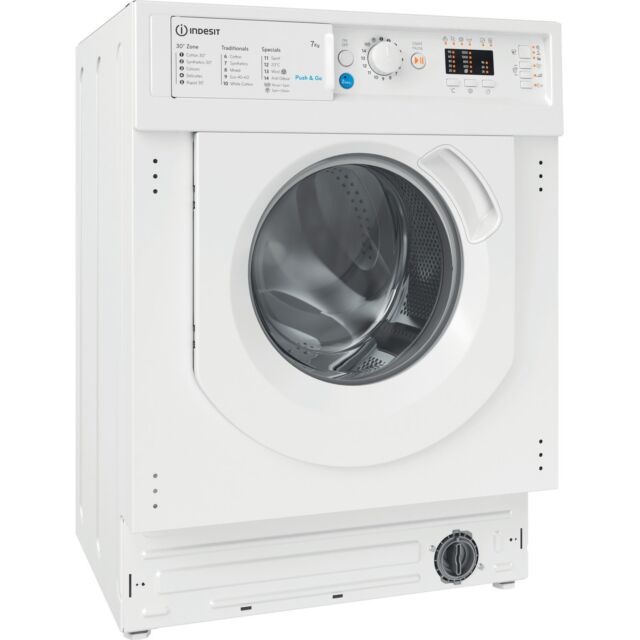 Indesit BIWMIL71252UKN 7Kg 1200 Spin Intergrated Washing Machine - E Energy Rated - H81.5 W59.5 D54.