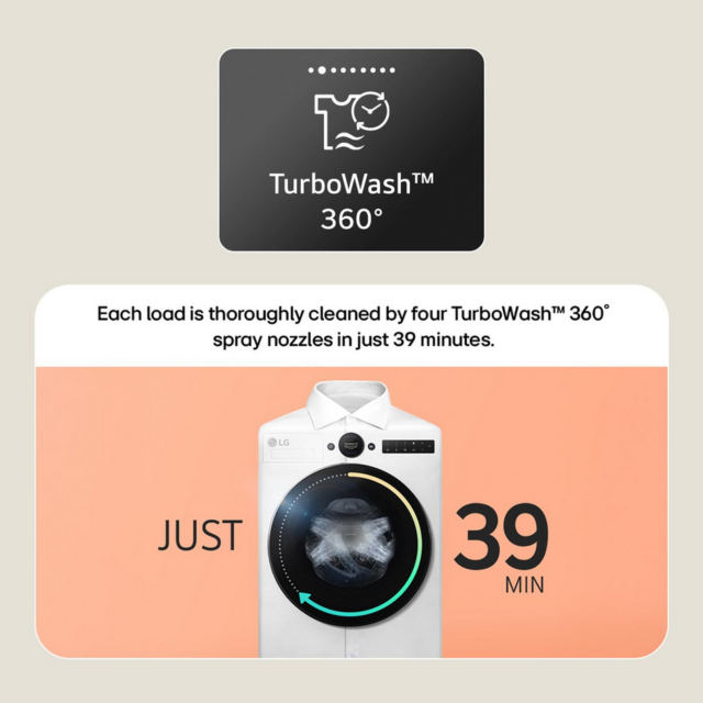Lg F4X7013TBB 13Kg 1400 Spin Washing Machine - A Energy Rated - H85 W60 D66