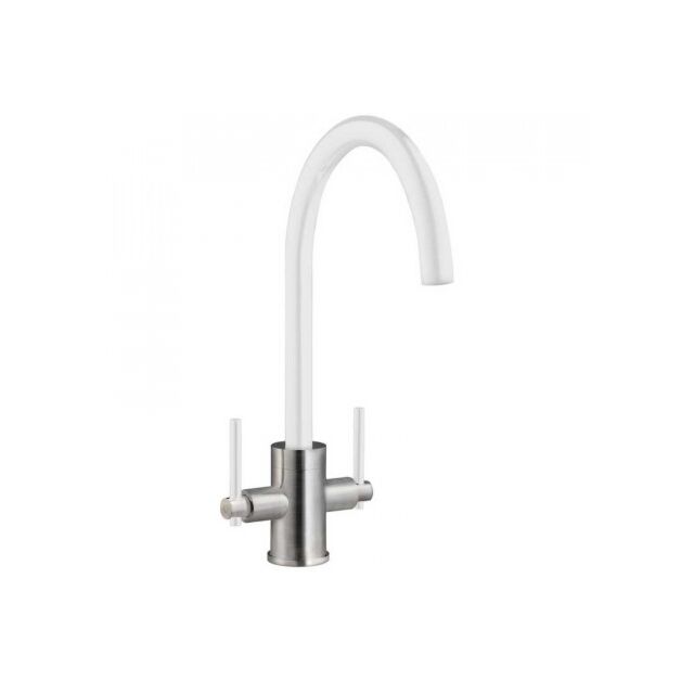 Prima BPR704 Prima+ Swan Neck Dual Lever Mixer Tap - White