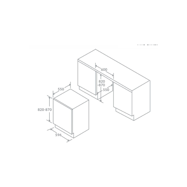 Prima PRRF150 Built In Ice Box Fridge - E Energy Rated - H 820-870 X W 596 X D 55