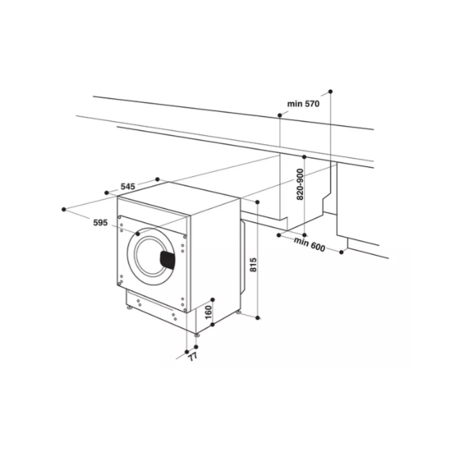 Hotpoint BIWDHG961485 Integrated Washer Dryer - 9Kg/6Kg - B/D Energy Rated - H81.5 W59.5 D54.5