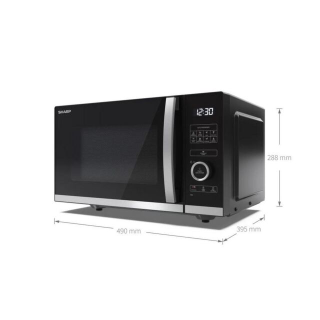 Sharp YC-QS254AU-B 25 Litres Flatbed Microwave Oven - 900W - H28.1 W48.3 D40.3