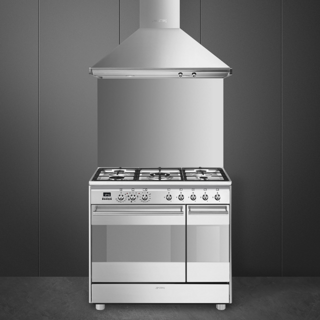 Smeg SCB92MX8 79.7Cm Dual Fuel Rangecooker With Double Oven And Gas Hob - Stainless Steel