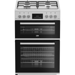 Beko EDG6231W 60Cm Double Oven Gas Cooker - No Lid - Top 32L Main 72L