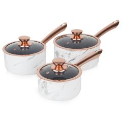 Tower T800061WR Marble & Rose Gold - 3 Piece Pan Set